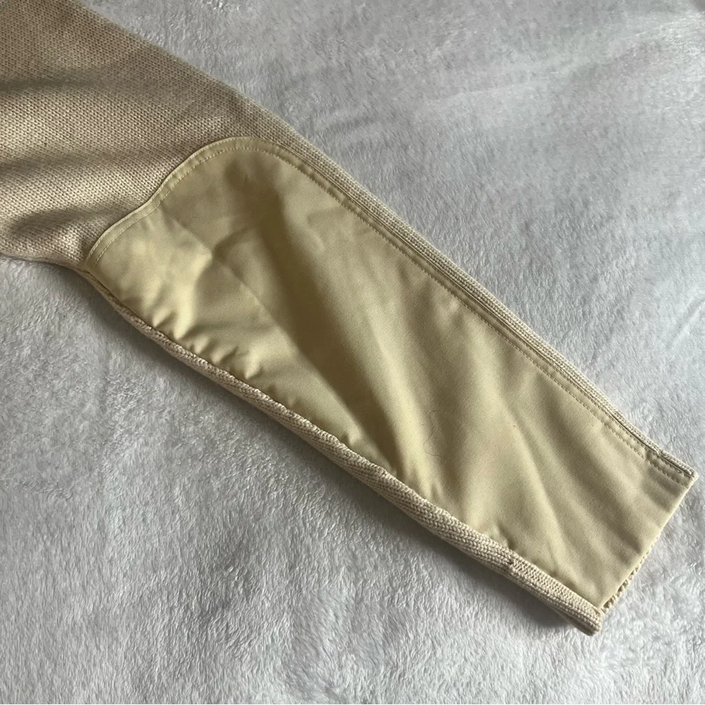 Banana Republic Men’s Cream‎ Merino Wool High Neck Arm Patch Knit Sweater Sz XL